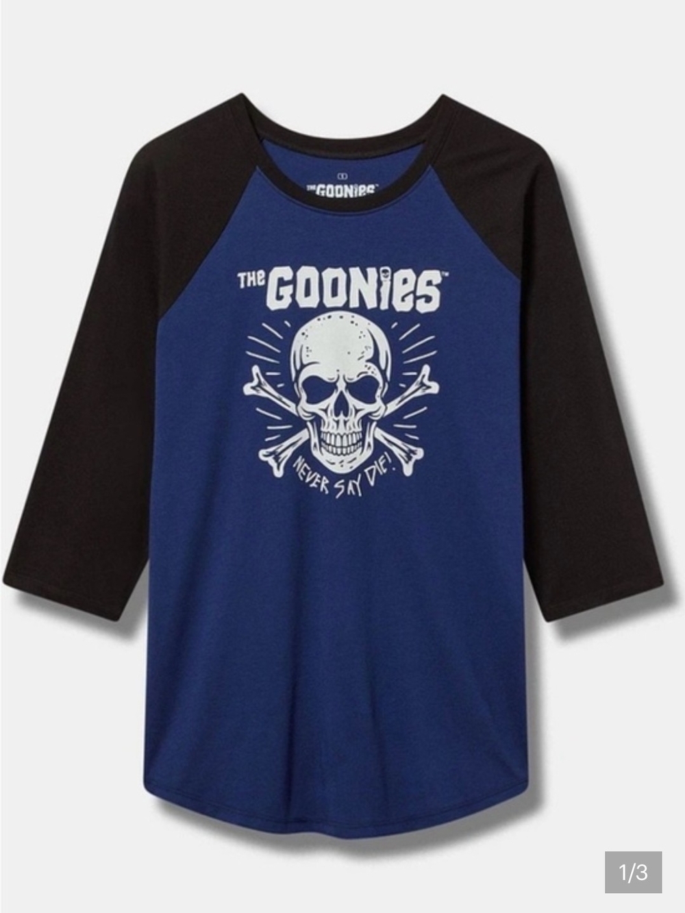 Torrid Rare Goonies Raglan 3/4 Sleeve Baseball Style Tee